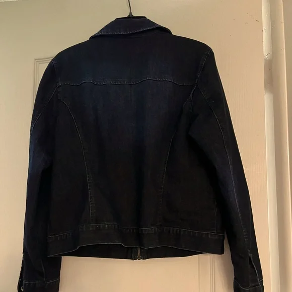 Style&Co Dark Blue Jean/Denim Jacket with snaps and zipper - Picture 3 of 4